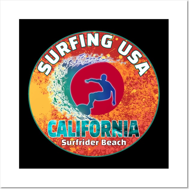 Surfing USA, California Surfrider Beach Surfboarding a new sport for Tokyo Japan 2021 games Wall Art by Ashley-Bee